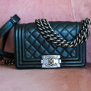 Authentic Chanel Medium Boy Leather Bag